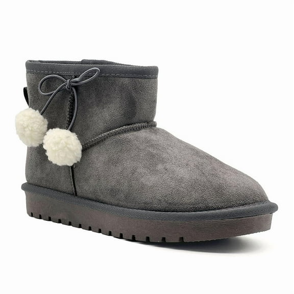 Kids Winter Snow Boots, Girls Boys Comfy Faux Fur Lined Short Boots Slip On Furry Outdoor Warm Ankle Boot