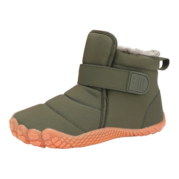 Kids Winter Snow Boots for Boys Girls Wide Toe Box Warm Barefoot Hiking Shoes Furry Lined Outdoor Ankle Booties