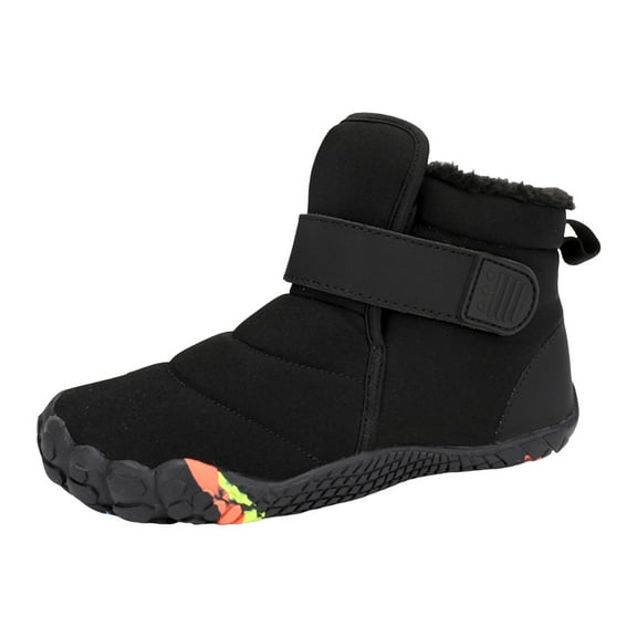 Kids Winter Snow Boots for Boys Girls Wide Toe Box Warm Barefoot Hiking Shoes Furry Lined Outdoor Ankle Booties