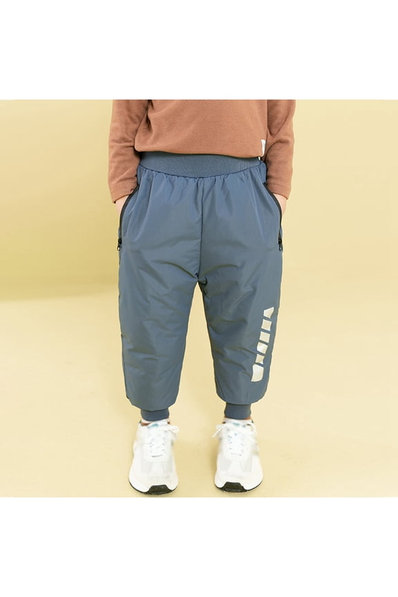 Kids Winter Snow Pant Puffer Down Lightweight Elastic Waist Zipper Pocket Trousers for Boys Girls Winter Warm Jogger Pants Size 4-13T