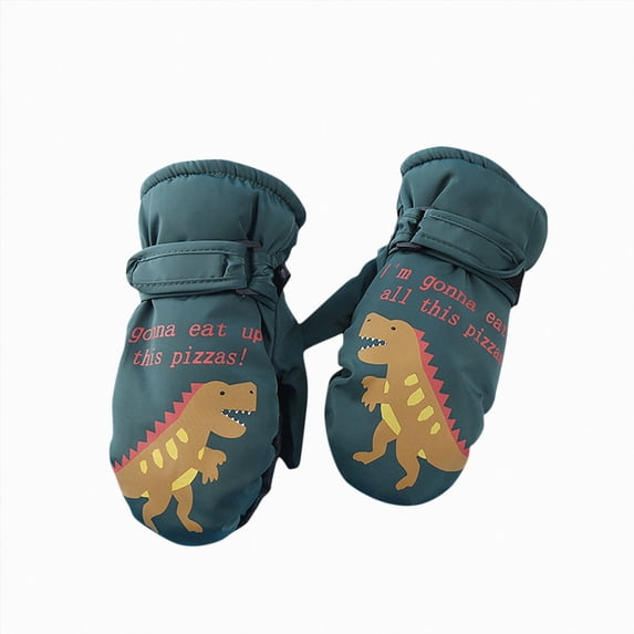 Kids Winter Snow Ski Gloves for Boys Girls Children Snowboard Waterproof Thermal Fleece Gloves for Cold Weather(10-16 Year,Green)