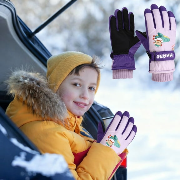 Kids Winter Snow Ski Gloves for Boys Girls Children Snowboard Waterproof Thermal Fleece Gloves for Cold Weather Outdoor activities in the snow