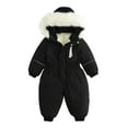 thumbnail image 1 of Kids Winter Overalls Ski Suits Boys Girls Fashion Solid Color Keep Warm Thickening Warm Outdoor Hooded Jumpsuit Waterproof Windproof Jackets Coats, 1 of 8