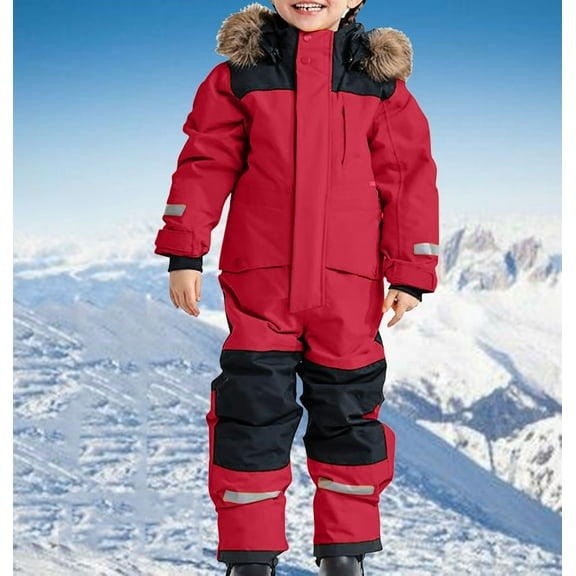 Kids Winter Snowsuit Coat Kids Girls Boys Colorful Siamese Snowsuits Ski Suits Jackets Winter Jumpsuits Waterproof Windproof Winter Warm Outdoor Jackets Coats