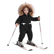 Kids Winter Snowsuit Insulated Two Piece Warm Outdoor Gear For Girls And Boys Cold Weather 1-Black 90