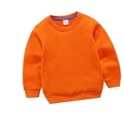 Kids Winter Sweatshirts Boys Girls Round Neck Pullover Solid Color Sweaters Tops Cotton Crewneck Sweatshirts Toddler Baby Autumn Pullovers Solid Color Long Sleeve Tops Blouse Outerwear