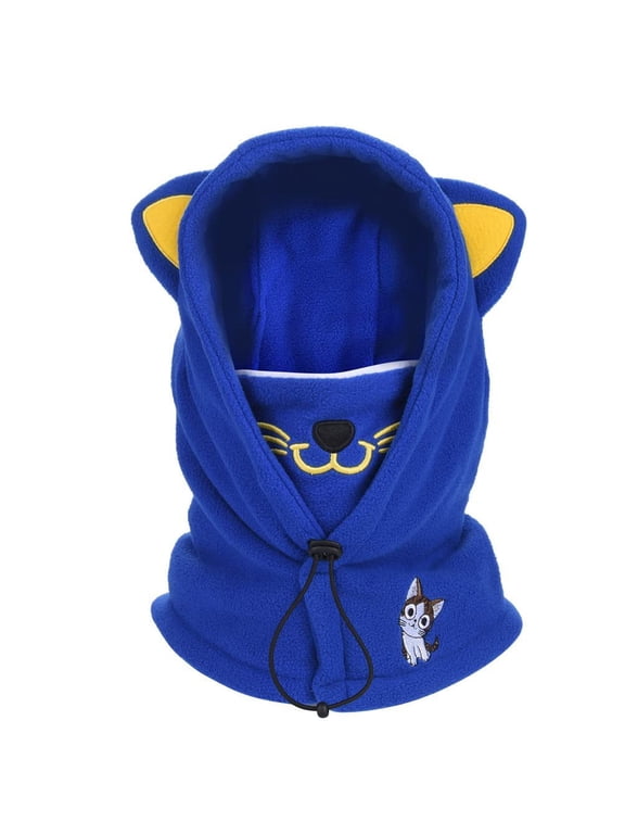 Kids Winter Thermal Fleece Balaclava, Novelty Animal Face Cover Ski Mask, Multifunctional Windproof Adjustable Warm Fleece Hat Cap Hood Neck Warmer Scarf for Boys Girls Cycling Outdoor Sports