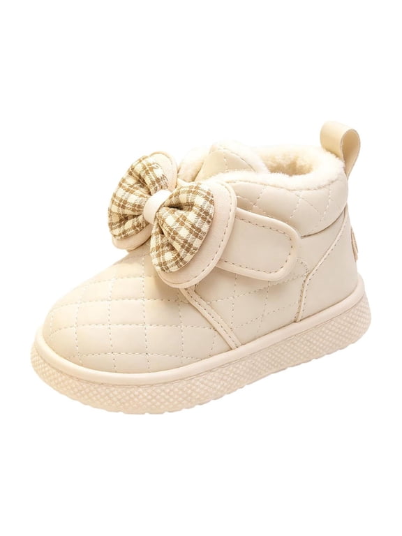 Kids Winter Thick Snow Boots Boys Girls Bread Shoes Toddler Fleece Lined Cotton Footwear For Cold Weather