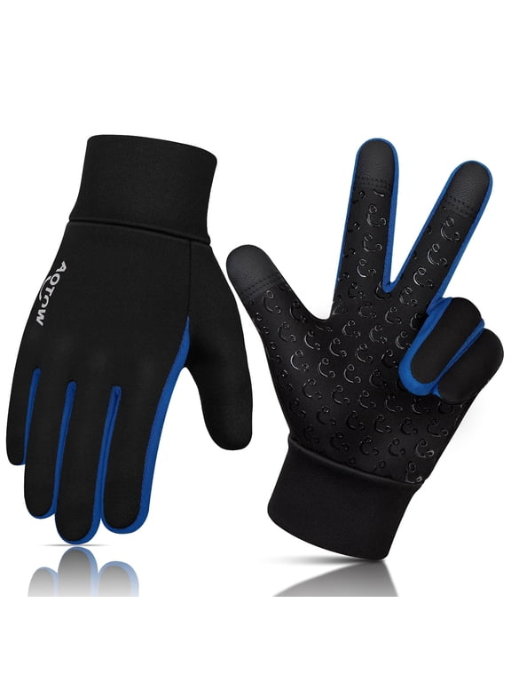 Winter Sports Gloves for Boys Girls Outdoor Running Cycling Gloves Anti-slip Warm Touch Screen Gloves, 6-8 Years Old,M