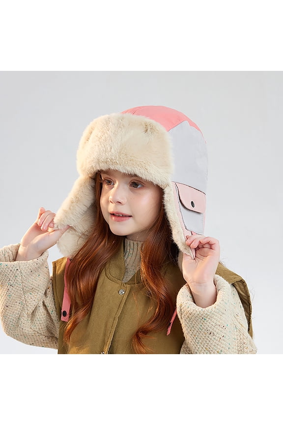 Kids Winter Trapper Hats Windproof Boy Girl Sherpa Fleece Lined Hat Warm Large Ear Flaps Cold Weather Outdoor Ski Caps