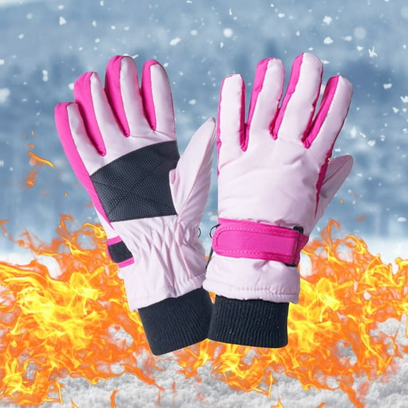 Kids Winter Warm Gloves Waterproof 3-15Years Toddler Kids Boys Girls Gloves Winter Outdoor Windproof Warm Lock Temperature Ski Gloves Clearance Deals