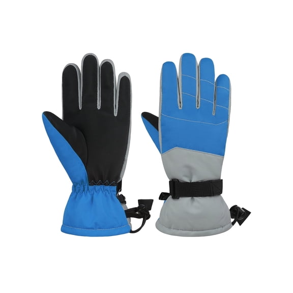 Kids Winter Warm Gloves Waterproof Ski Gloves Snow Thermal Gloves for Outdoor Sports Cold Weather Thick Warm Gloves for Boys and Girls Blue L