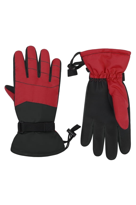 Kids Winter Warm Gloves Waterproof Ski Gloves Snow Thermal Gloves for Outdoor Sports Cold Weather Thick Warm Gloves for Boys and Girls Red M