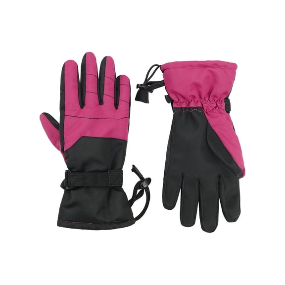 Kids Winter Warm Gloves Waterproof Ski Gloves Snow Thermal Gloves for Outdoor Sports Cold Weather Thick Warm Gloves for Boys and Girls Rose red M
