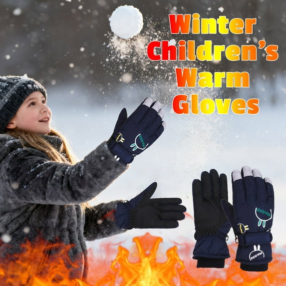 Kids Winter Warm Gloves Windproof Water-Resistant Snow Boys Girls Sport Gloves Outdoor Warm Thickening Snowboard Gloves