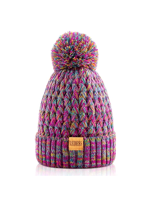 Kids Winter Beanie Hat, Knit Skull Cap for Girls Boys 3-9 Years Old