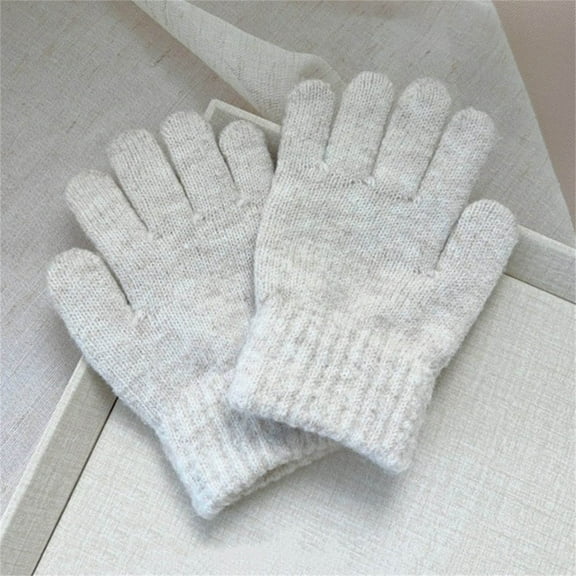 Kids Winter Warm Magic Gloves, Stretchy Thermal Touch Screen Full Finger Knitted Gloves Mittens Boys Girls Children, Winter Fit Daily Wearing Beige 1-5 Years