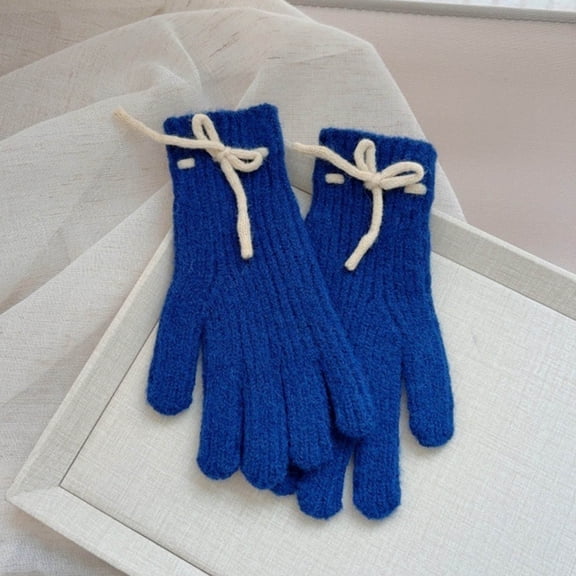 Kids Winter Warm Magic Gloves, Stretchy Thermal Touch Screen Full Finger Knitted Gloves Mittens Boys Girls Children, Winter Fit Daily Wearing Navy 5-12Years