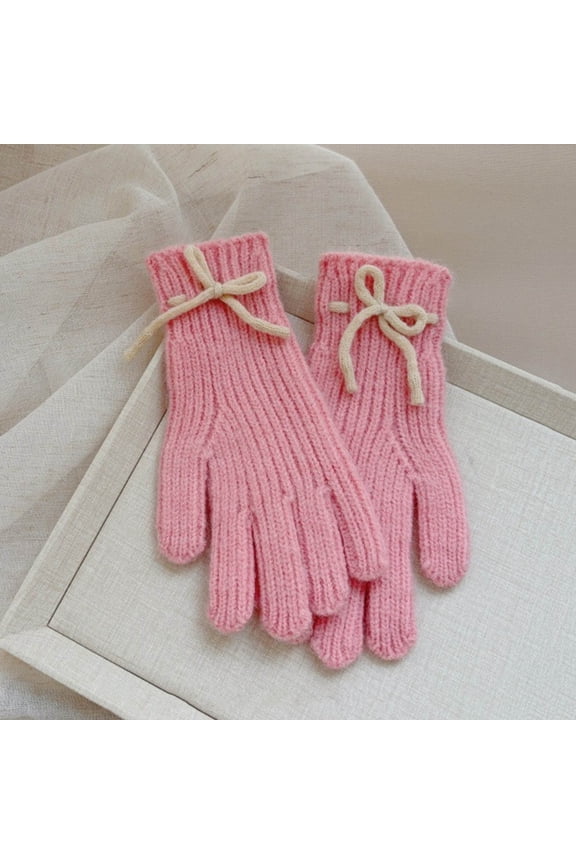 Kids Winter Warm Magic Gloves, Stretchy Thermal Touch Screen Full Finger Knitted Gloves Mittens Boys Girls Children, Winter Fit Daily Wearing Pink 5-12Years