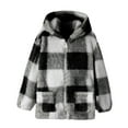 thumbnail image 1 of Kids Winter Warm Plush Coat Trendy Plaid Flannel Jackets Full Zip Hoodie Boy Girls' Sherpa Fleece Hooded Outwear Overcoat 8-14Y Pink Jacket for Girls Size 14-16, 1 of 4