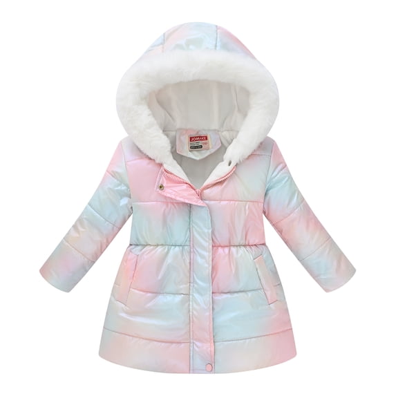 Kids Winter Warm Snow Clothes Outwear Winter Boys And Girls Waist Long Collar Hooded Jacket Cotton Coat Hooded Kids Toddler Thick Zipper Coat Outwear Clothes