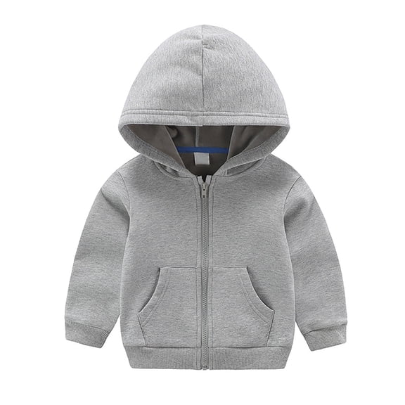Kids Winter Warm Sweatshirts 4t Boys Girls Fall Clothes Long Sleeve Zip-Up Hoodies Thicken Cotton Hooded Jacket 5 Years, Gray
