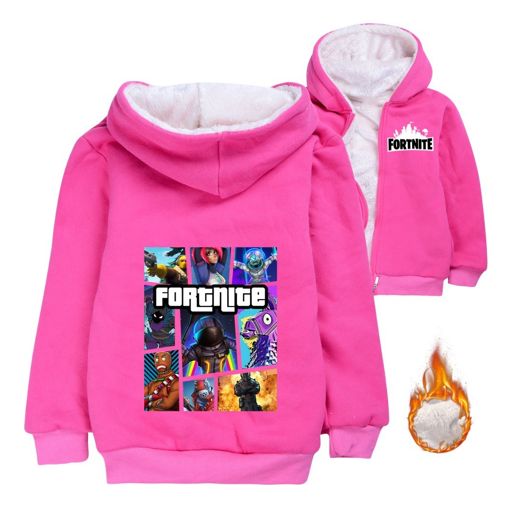 Kids Winter Warm Zip-Up Hoodie - Fortnite Graphic Jacket with Soft ...