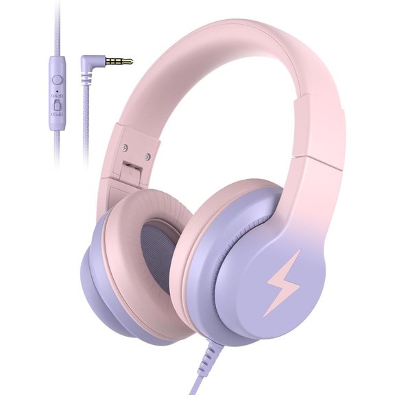 Kids Wired Over-Ear Headphones with Microphone, Built-in 85dB / 94dB Volume Limit, Safe Hearing Protection for Children, Suitable for Online Classes, Learning and Entertainment