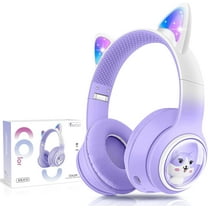 Kids Wireless Headphones, Cat Ear Headphones with LED Lights for Kids Teens Adults, Girls Women Bluetooth Headphones Foldable with Microphone for Phone/Tablet/Laptop,Girl's Birthday Christmas Gifts