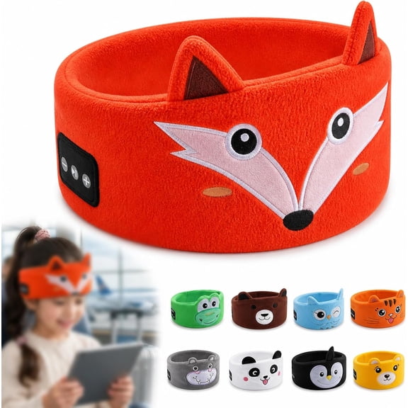 Kids Wireless Headphones, Over Ear Headphones for Children & Toddlers, with Thin Speakers & Super Soft Fleece Headband (Fox)