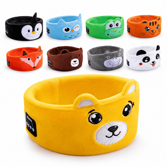 Kids Wireless & Wired Headphones Brown Bear, Soft Bluetooth Headband Earphones with Volume Limiting Audio Jack Travel Bag for Boys Girls