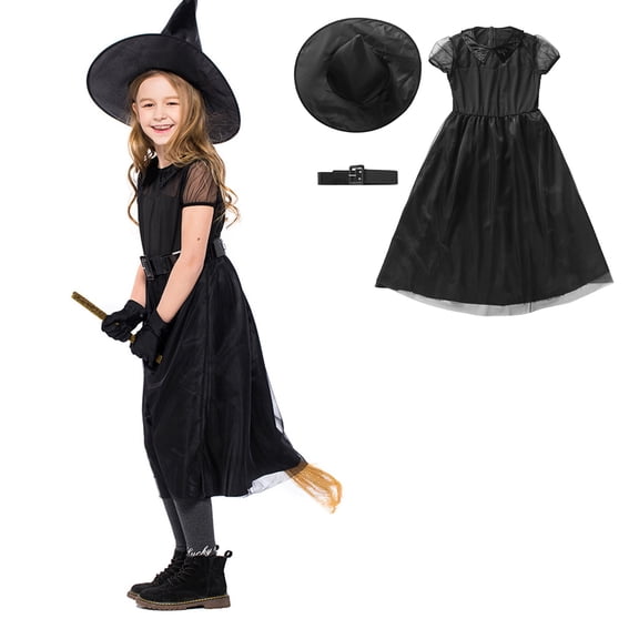 Kids Witch Costume For Girls Tulle Dress Girl Dresses Cosplay Party Halloween Costumes 6-7 Years Kids Girls Dress