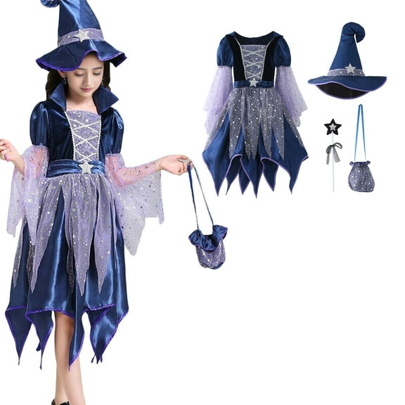 Kids Witch Tutu Mesh Dress Short Sleeve Mesh Tulle Romper Dress Girls Halloween 6-7 Years Kids Girls Dress