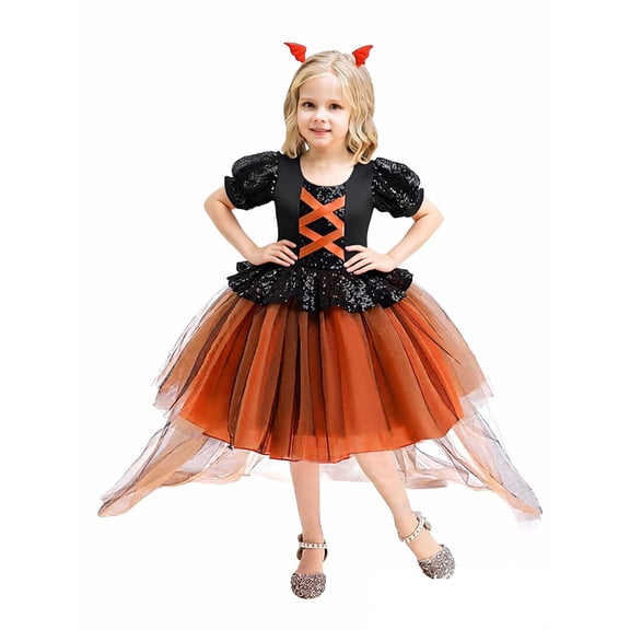 Kids Witch Girl Outfit Tulle Dress Girl Fairy Tale Wicked Witch Outfit Halloween Outfits Kids Toddler Kids Baby Girls Dress 4-5 Years
