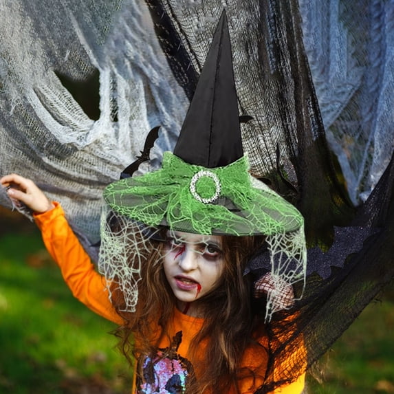 Kids Witch Hat for Women Lace Girls, DELESYS Halloween Witches Hat for Decoration Witch Costume for Halloween Cosplay Party