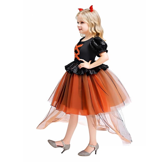 Kids Witch Outfit Girls Tulle Dress Girls Outfit Kids Halloween Outfit Toddler Kids Baby Girls Dress 5-6 Years