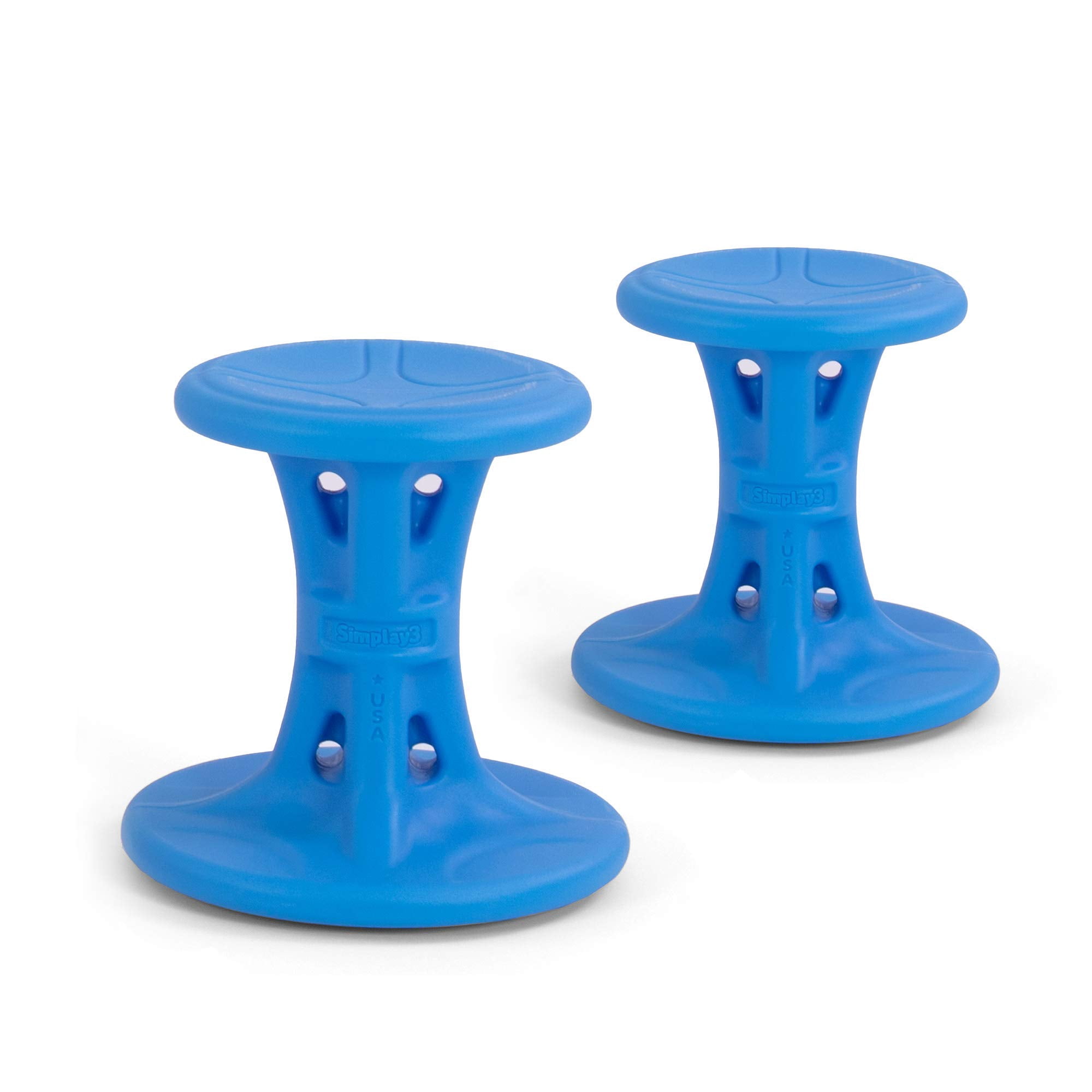Kids Wobble Chairs 2-Pack 14 Inch, Active Sitting Stools for Ages 5-8, ADHD and Autism Friendly, Durable Plastic Design, USA Made, Blue