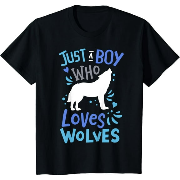 Kids Wolf Just A Boy Who Loves Wolves Gift for Wolf Lovers T-Shirt