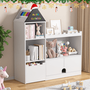 EVMORE Kids Wood Castle Bookshelf, Toy Storage Organizer Children Bookcase Nursery, Playroom, Living Room