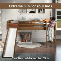 Kids Wood Loft Bed with Fun Slide and Ladder