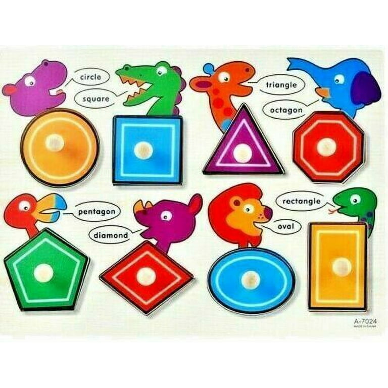 Kids Wood Puzzles Learning Toys Color Alphabets Numbers Shapes Animals  Vehicles ( Design 1:35;) 