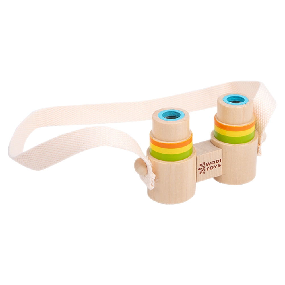 Kids Wooden Telescope Toy Portable Wood Binocular Telescope Kids