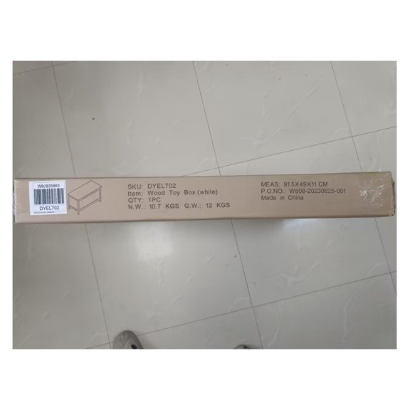 Kids Wooden Toy Box Storage with Safety Hinged Lid for Ages 2+ (White)