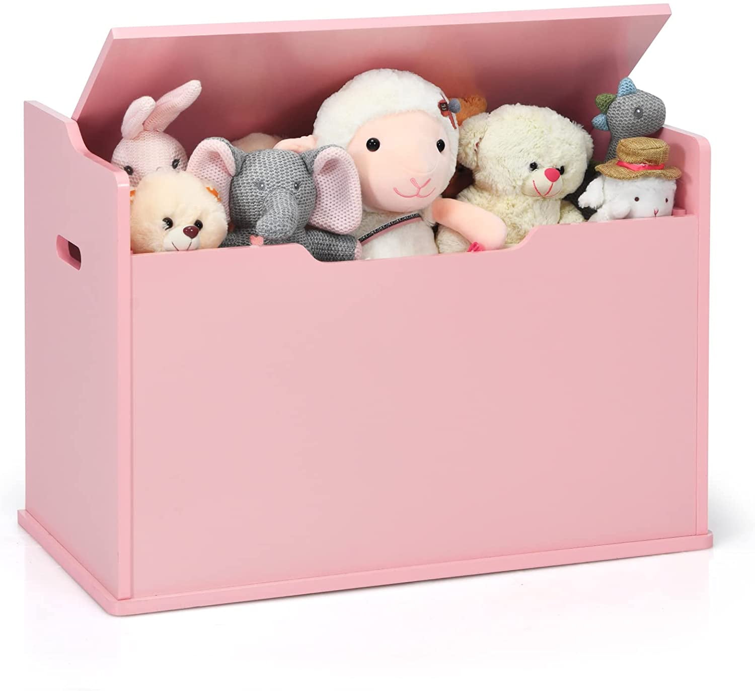 Kids Wooden Toy Chest, Wide Toy Box Storage Chest with Bench Seat, Toy