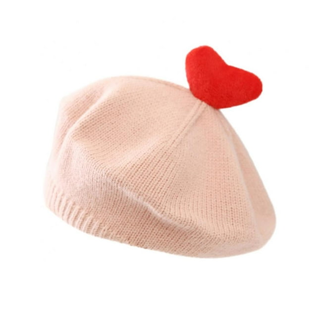Kids Wool Beret Hat Little Girls French Beret Cute Top Heart Classic ...