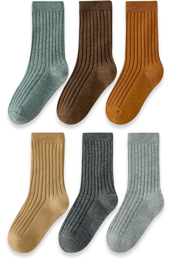 Kids Wool Hiking Socks for Toddler Boys Girls Warm Thermal Cozy Crew Boot Socks 6 Pack