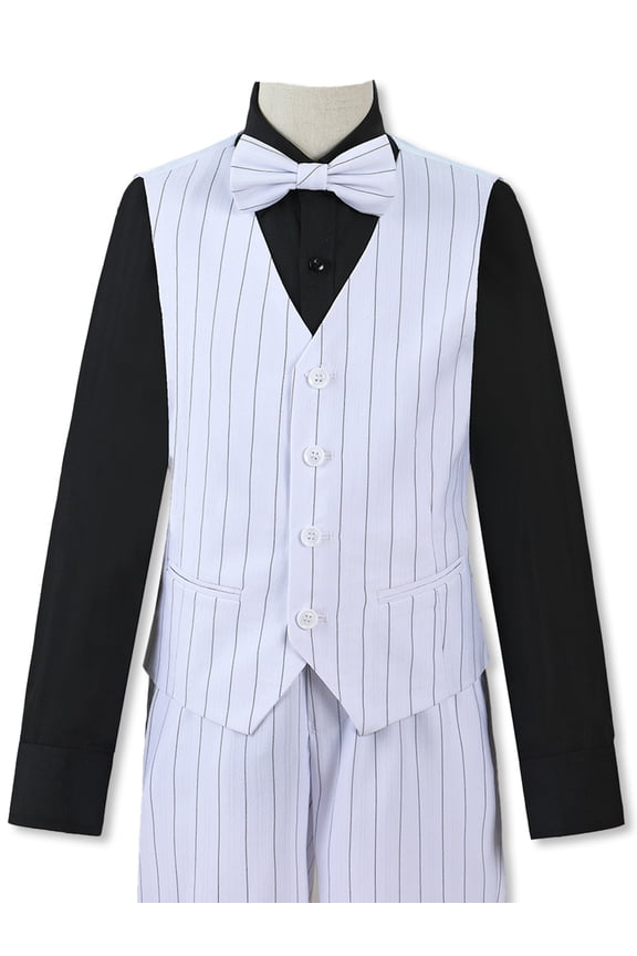 Boys' 4-Piece Stripe Suit Color: white Size: 14