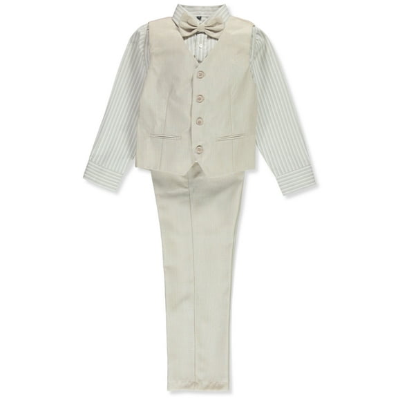 Kids World Boys' 4-Piece Striped Linen Suit Color: natural Size: 4