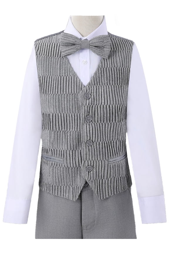 Boys' 4-Piece Vest Suit Color: silver Size: 10