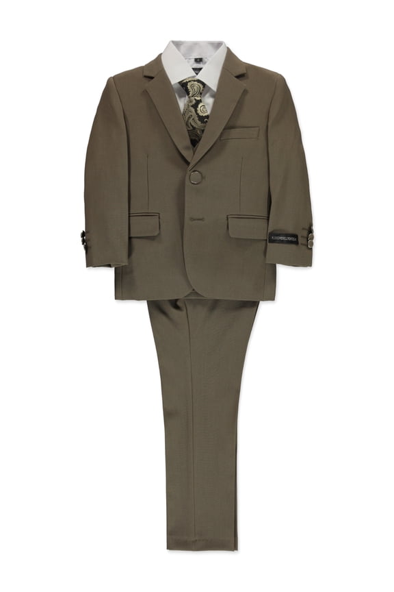 Boys' 5-Piece Crest Suit Color: brown Size: 10